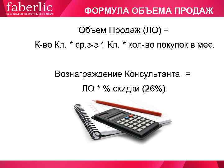    ФОРМУЛА ОБЪЕМА ПРОДАЖ   Объем Продаж (ЛО) =  К