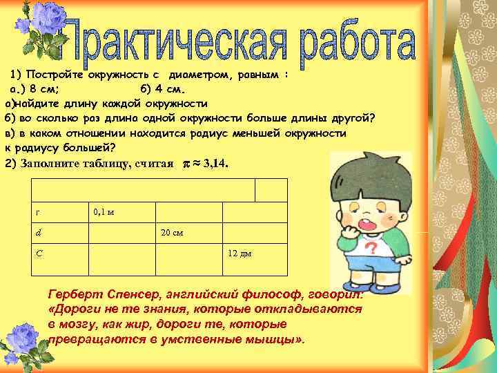 Практическая работа по математике длина окружности