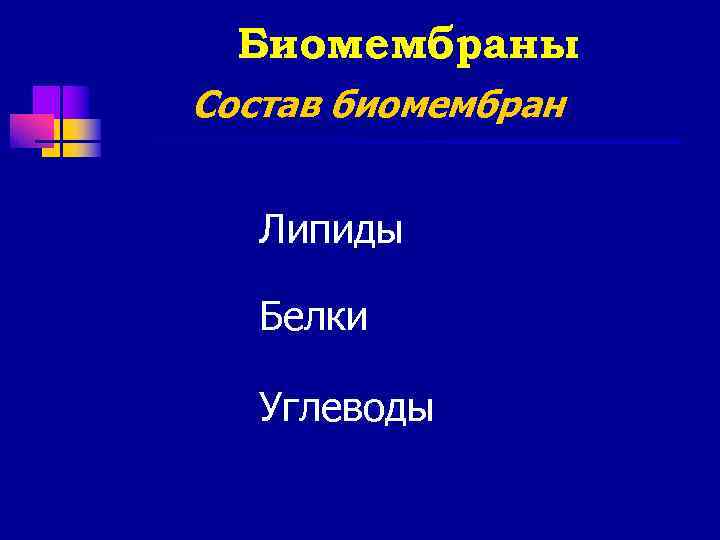  Биомембраны Состав биомембран Липиды Белки Углеводы 