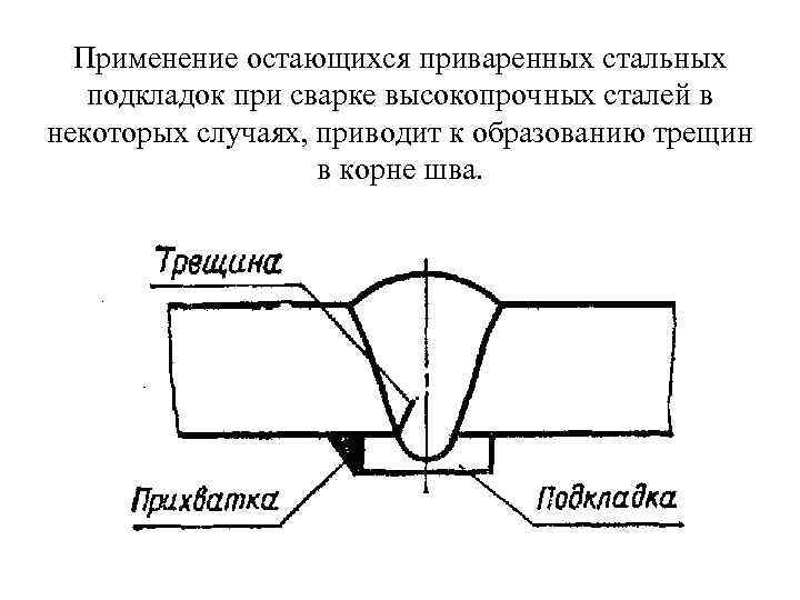  Применение остающихся приваренных стальных  подкладок при сварке высокопрочных сталей в некоторых случаях,