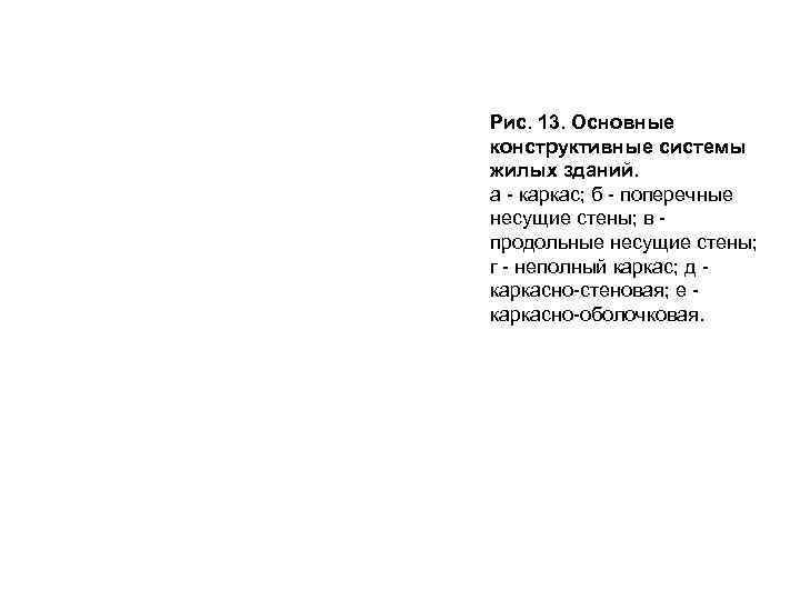 Рис. 13. Основные конструктивные системы жилых зданий. а - каркас; б - поперечные несущие