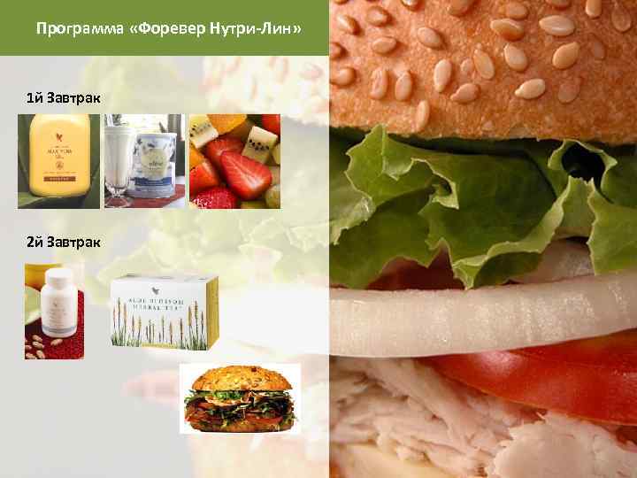 Программа «Форевер Нутри-Лин» 1 й Завтрак 2 й Завтрак 