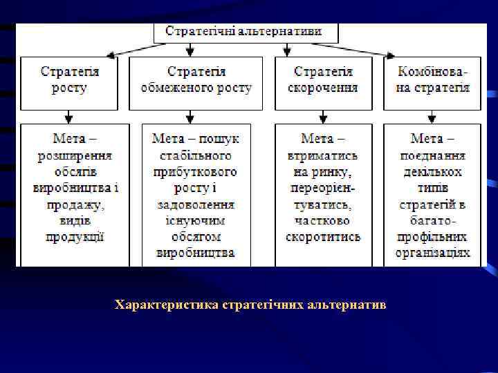 Характеристика стратегічних альтернатив Характеристика стратегічних альтернатив