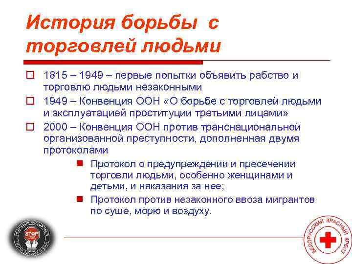 История борьбы с торговлей людьми o 1815 – 1949 – первые попытки объявить рабство
