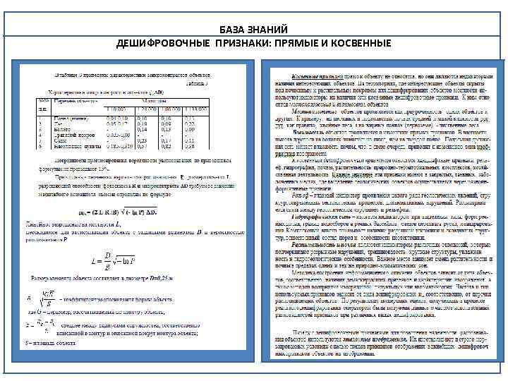 БАЗА ЗНАНИЙ ДЕШИФРОВОЧНЫЕ ПРИЗНАКИ: ПРЯМЫЕ И КОСВЕННЫЕ 