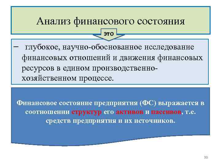 Анализ финансового состояния это – глубокое, научно-обоснованное исследование финансовых отношений и движения финансовых ресурсов