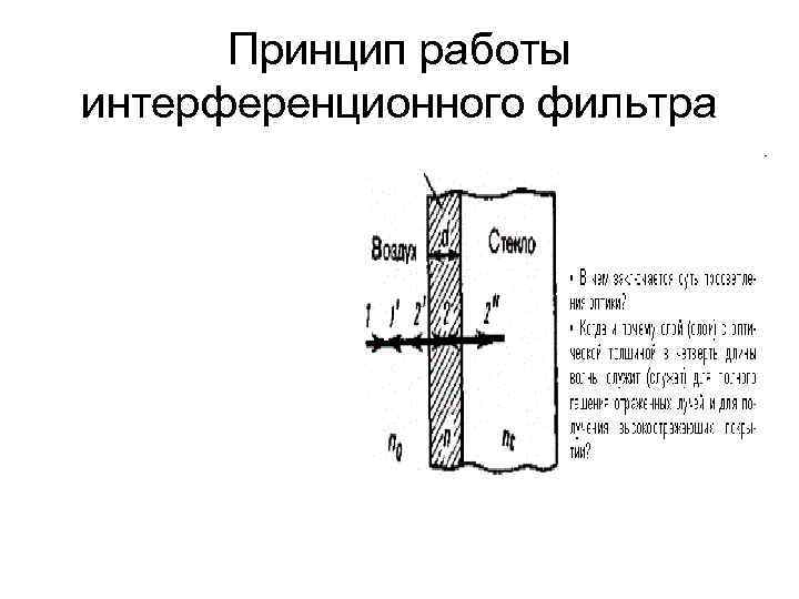Принцип работы интерференционного фильтра Принцип работы интерференционного фильтра