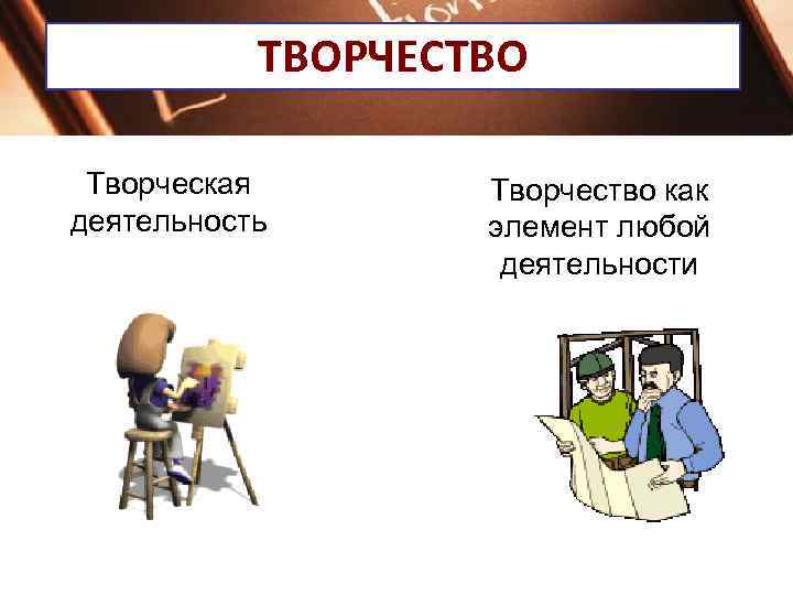   ТВОРЧЕСТВО  Творческая  Творчество как деятельность  элемент любой  