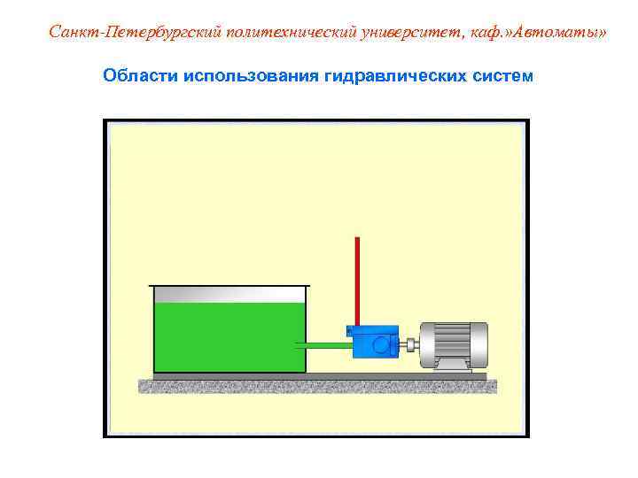 Санкт-Петербургский политехнический университет, каф. » Автоматы»   Области использования гидравлических систем 