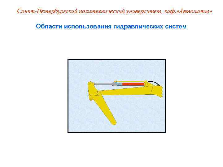 Санкт-Петербургский политехнический университет, каф. » Автоматы»   Области использования гидравлических систем 