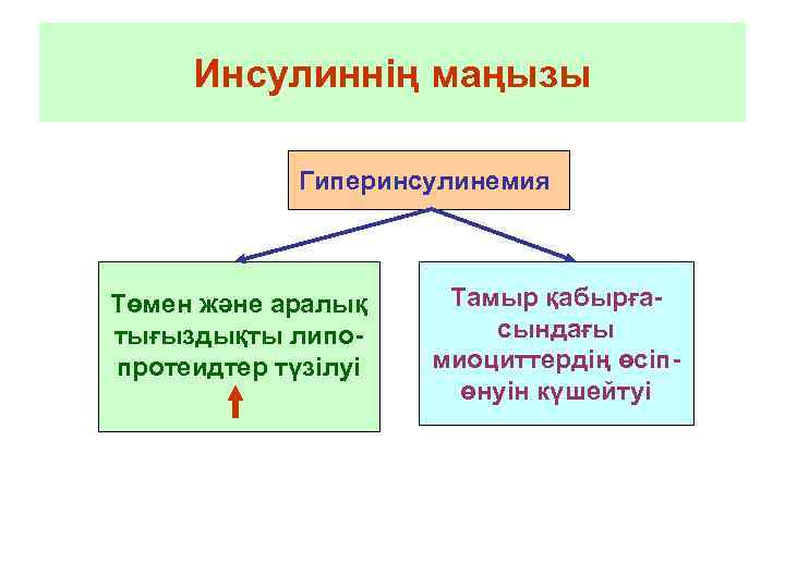  Инсулиннің маңызы    Гиперинсулинемия  Төмен және аралық Тамыр қабырға- тығыздықты