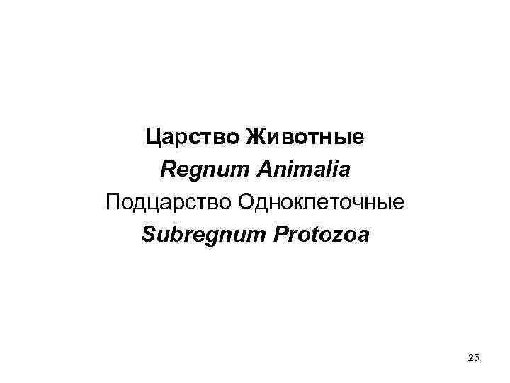   Царство Животные Regnum Animalia Подцарство Одноклеточные  Subregnum Protozoa   