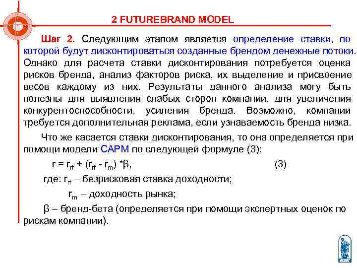     2 FUTUREBRAND MODEL Шаг 2. Следующим этапом является определение ставки,
