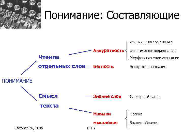     Понимание: Составляющие     Фонемическое осознание  