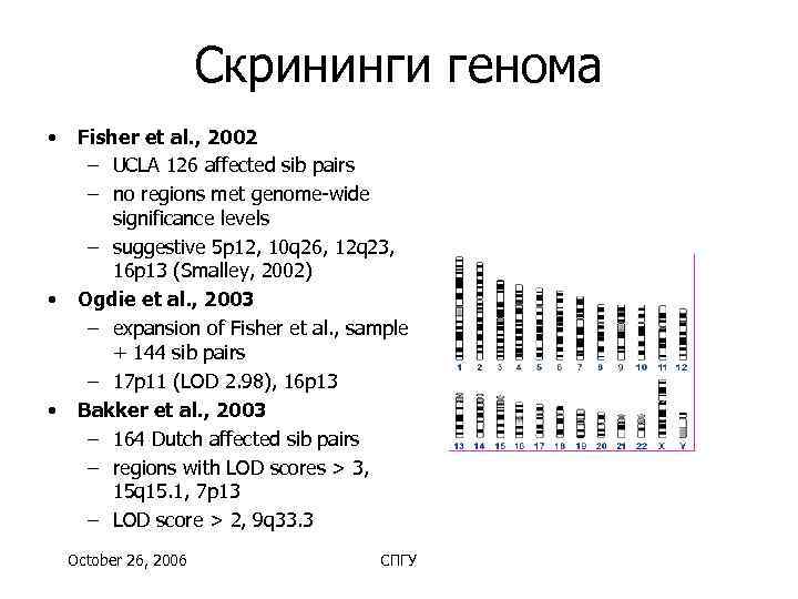     Скрининги генома • Fisher et al. , 2002  –