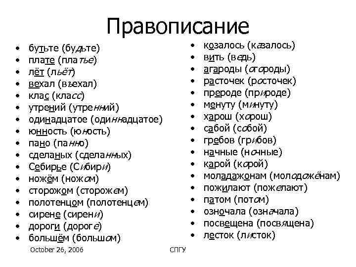     Правописание •  бутьте (будьте)     •