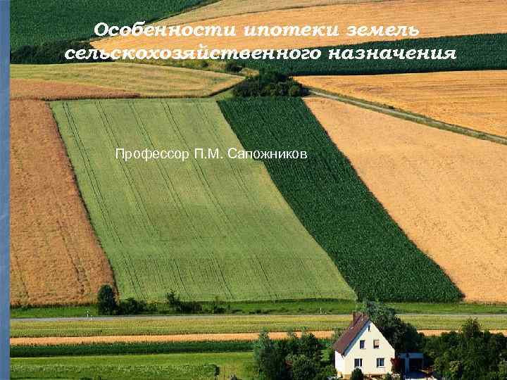   Особенности ипотеки земель сельскохозяйственного назначения     .  