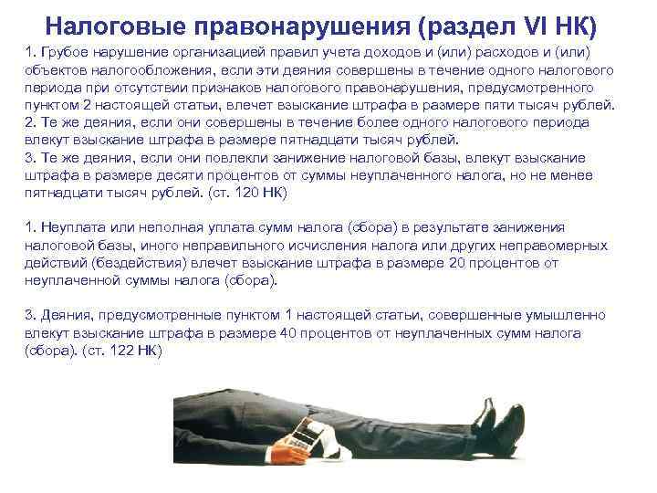  Налоговые правонарушения (раздел VI НК) 1. Грубое нарушение организацией правил учета доходов и