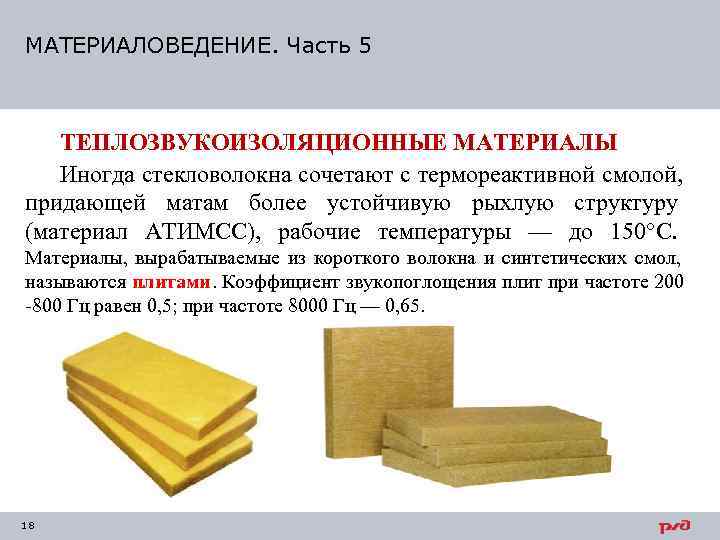 МАТЕРИАЛОВЕДЕНИЕ. Часть 5  ТЕПЛОЗВУКОИЗОЛЯЦИОННЫЕ МАТЕРИАЛЫ  Иногда стекловолокна сочетают с термореактивной смолой, 