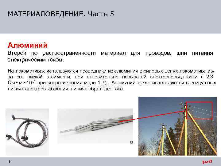 МАТЕРИАЛОВЕДЕНИЕ. Часть 5  Алюминий Второй по распространенности материал для проводов, шин питания электрическим