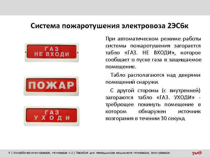    Система пожаротушения электровоза 2 ЭС 6 к    