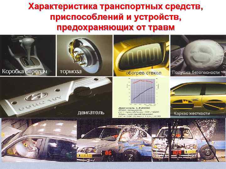   Характеристика транспортных средств,   приспособлений и устройств,    предохраняющих