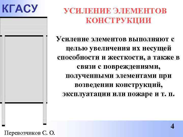 КГАСУ   УСИЛЕНИЕ ЭЛЕМЕНТОВ      КОНСТРУКЦИИ   
