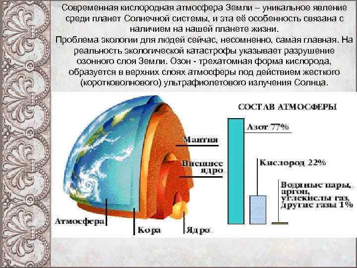 Современная кислородная атмосфера Земли – уникальное явление среди планет Солнечной системы, и Современная кислородная атмосфера Земли – уникальное явление среди планет Солнечной системы, и