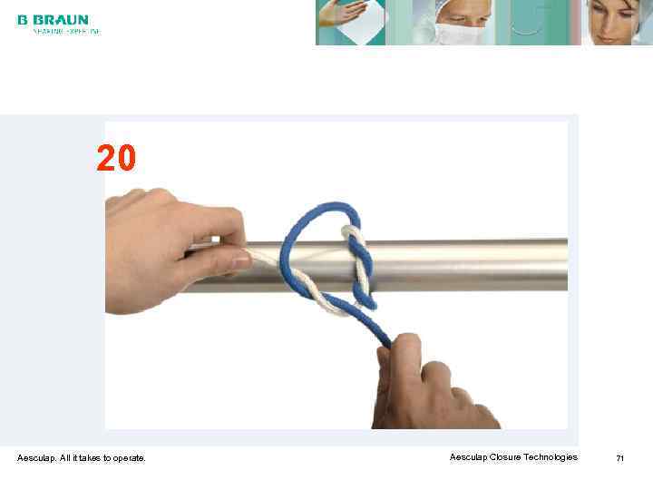     20 Aesculap. All it takes to operate.  Aesculap Closure