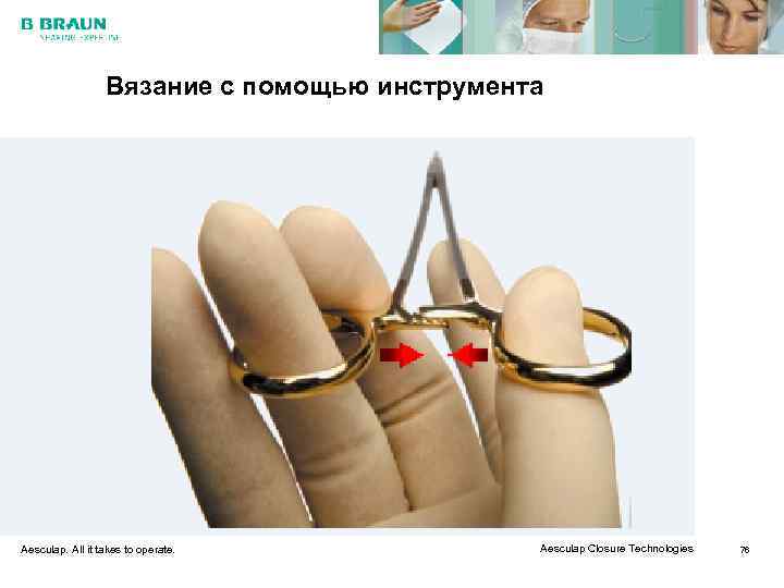    Вязание с помощью инструмента Aesculap. All it takes to operate. 