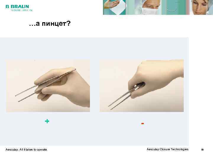    …а пинцет?       + - Aesculap.