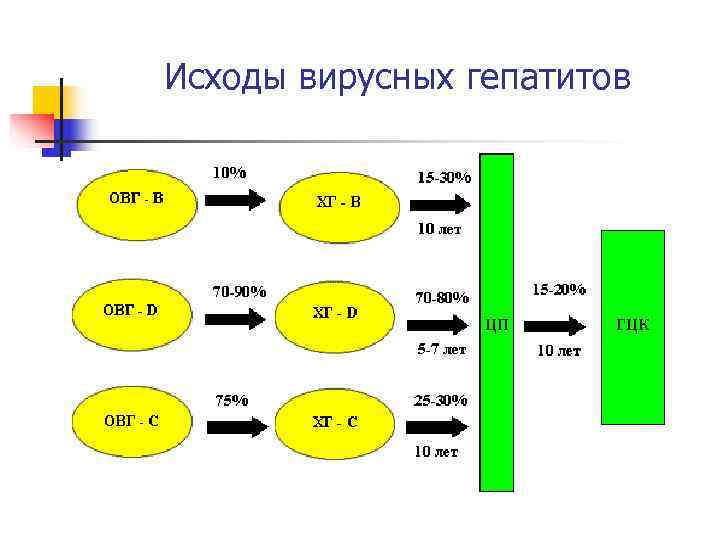 Исходы вирусных гепатитов 
