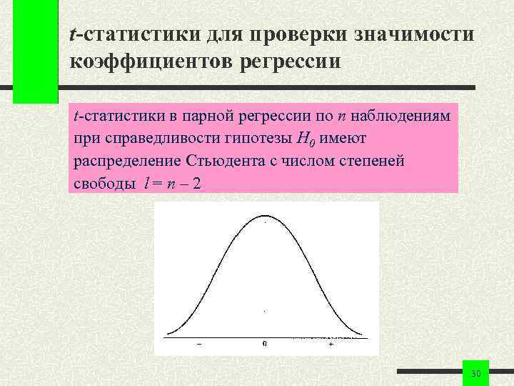 t-статистики для проверки значимости коэффициентов регрессии t-статистики в парной регрессии по n наблюдениям при t-статистики для проверки значимости коэффициентов регрессии t-статистики в парной регрессии по n наблюдениям при