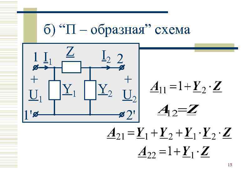 П образная схема замещения четырехполюсника