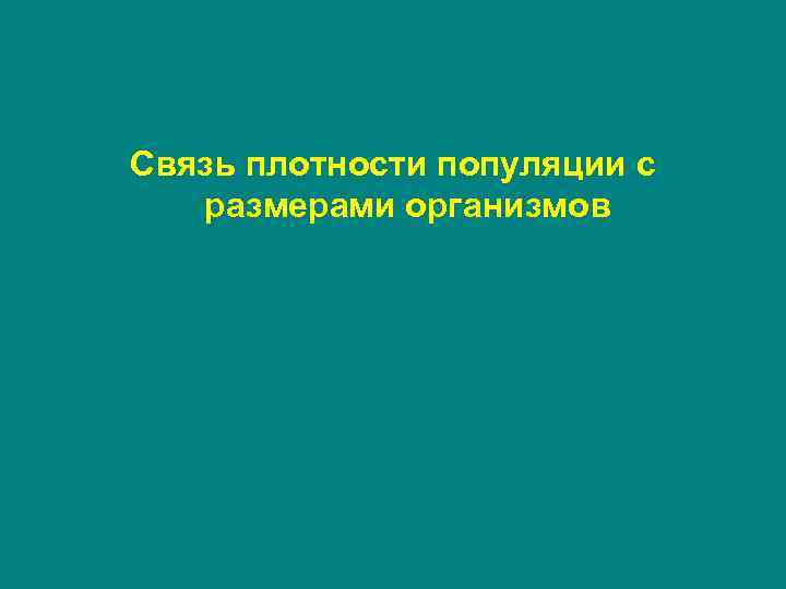 Связь плотности популяции с размерами организмов Связь плотности популяции с размерами организмов