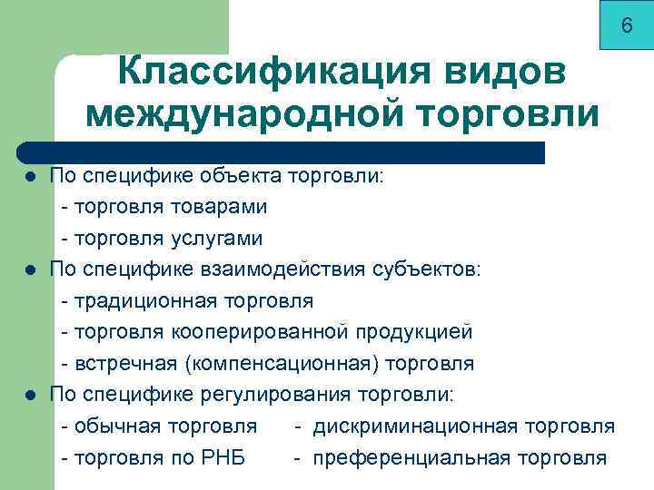 Виды международной торговли