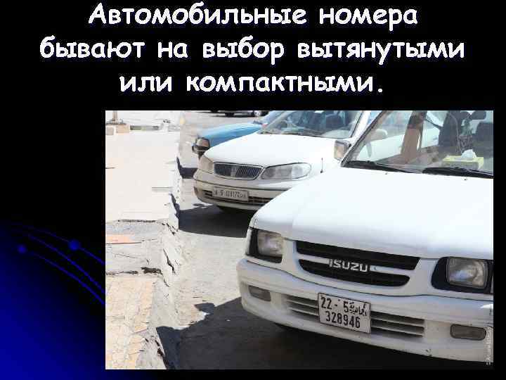   Автомобильные номера бывают на выбор вытянутыми или компактными. 
