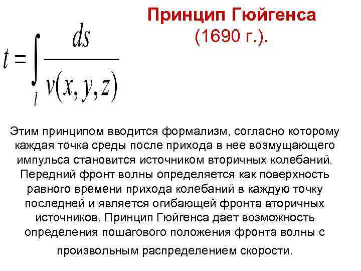 Принцип Гюйгенса (1690 г. ). Принцип Гюйгенса (1690 г. ).