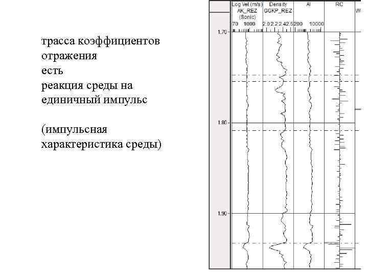 трасса коэффициентов отражения есть реакция среды на единичный импульс (импульсная характеристика среды) 