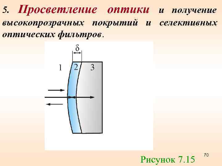 5. Просветление оптики и получение высокопрозрачных покрытий и селективных оптических фильтров.   