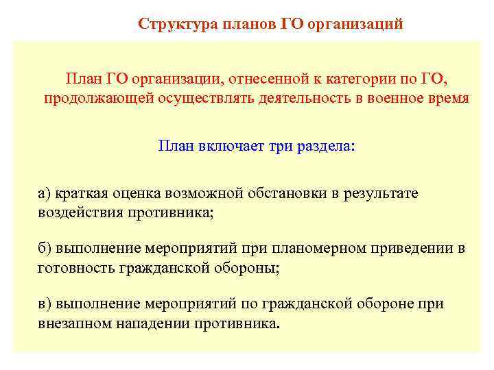 Планирование мероприятий го содержание и разработка плана го и защиты населения