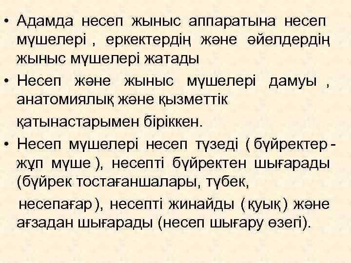  • Адамда несеп жыныс аппаратына несеп     мүшелері , 