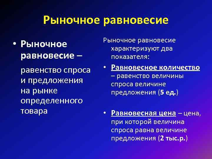 Рыночное равновесие Рыночное равновесие • Рыночное Рыночное равновесие Рыночное равновесие • Рыночное