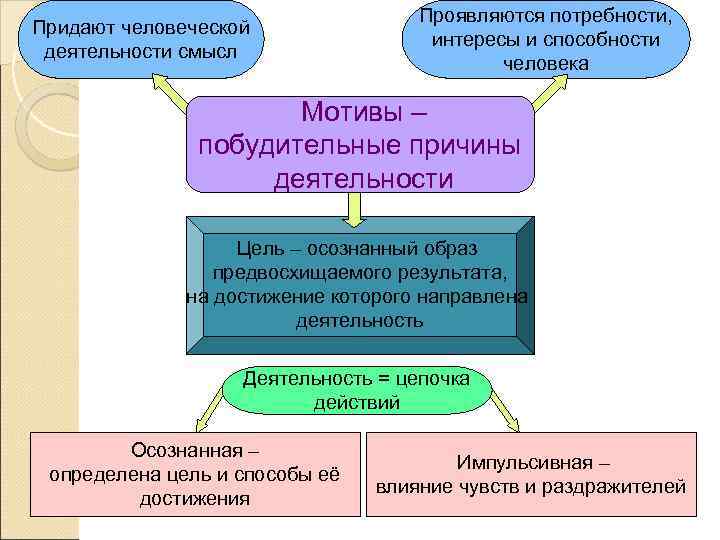       Проявляются потребности, Придают человеческой    