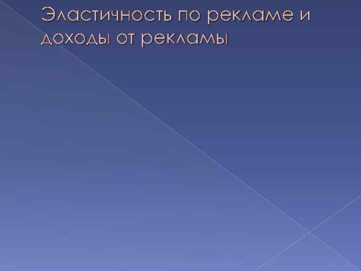 Эластичность по рекламе и доходы от рекламы 