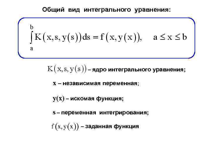 Ядро уравнения. Ядро интегрального уравнения. Общий вид интегрального уравнения. Решение интегральных уравнений. Ядро интегрального оператора.