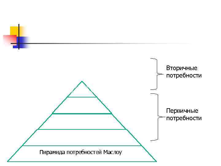 Вторичные потребности Потребность в самовыражении Потребность в уважении Социальные потребности Потребности в безопасности и
