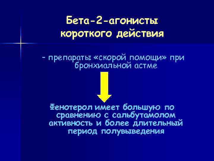   Бета-2 -агонисты  короткого действия – препараты «скорой помощи» при  