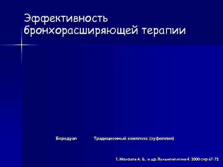 Эффективность бронхорасширяющей терапии   Беродуал   Традиционный комплекс (эуфиллин)   