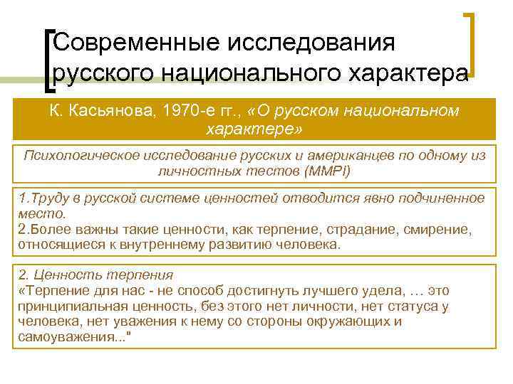 Современные исследования русского национального характера К. Касьянова, 1970 -е гг. , Современные исследования русского национального характера К. Касьянова, 1970 -е гг. ,